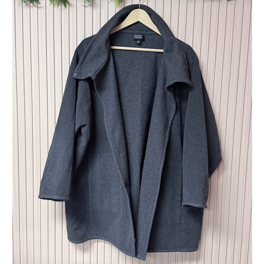 Eileen Fisher Boiled 100% Wool Jacket Gray Size L - Picture 2 of 11